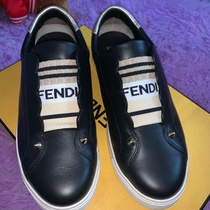Fendi leather slip on sneakers